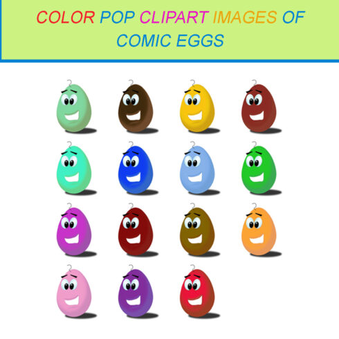 15 COLOR POP CLIPART IMAGES OF COMIC EGGS cover image.