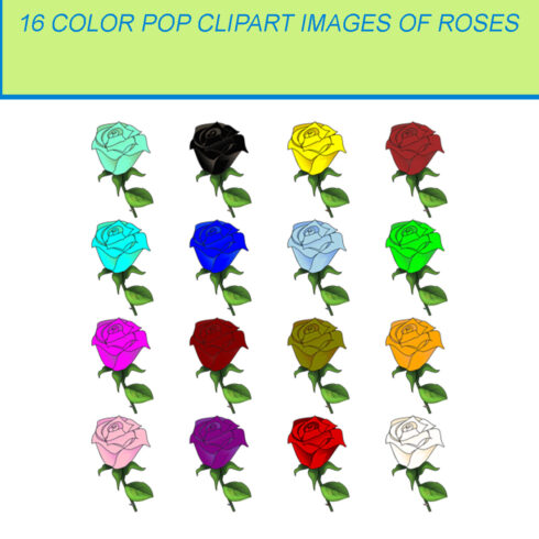 16 COLOR POP CLIPART IMAGES OF ROSES cover image.