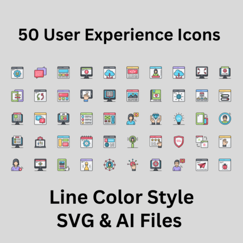 Computer Experience Icon User Experience Icon Set 50 Line Color Icons - SVG And AI Files ...