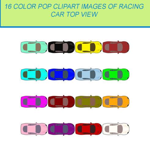 16 COLOR POP CLIPART IMAGES OF RACING CARS cover image.