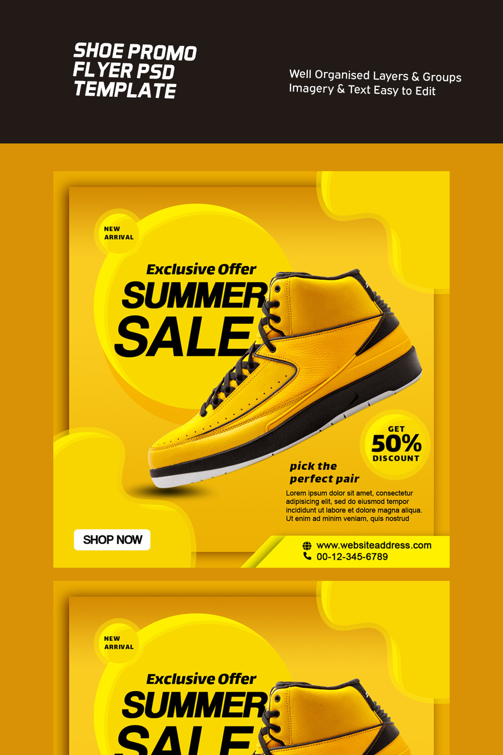 E-Commerce Product Advertising Flyer PSD pinterest preview image.