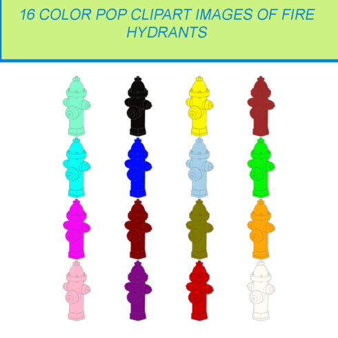 16 COLOR POP CLIPART IMAGES OF FIRE HYDRANTS cover image.