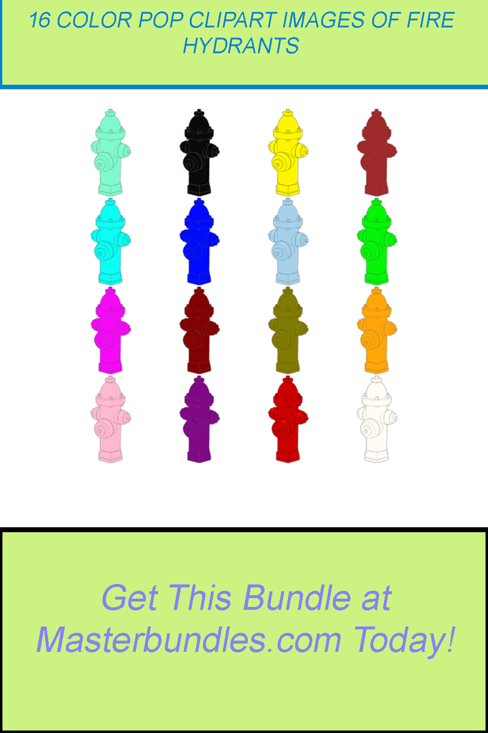 16 COLOR POP CLIPART IMAGES OF FIRE HYDRANTS pinterest preview image.