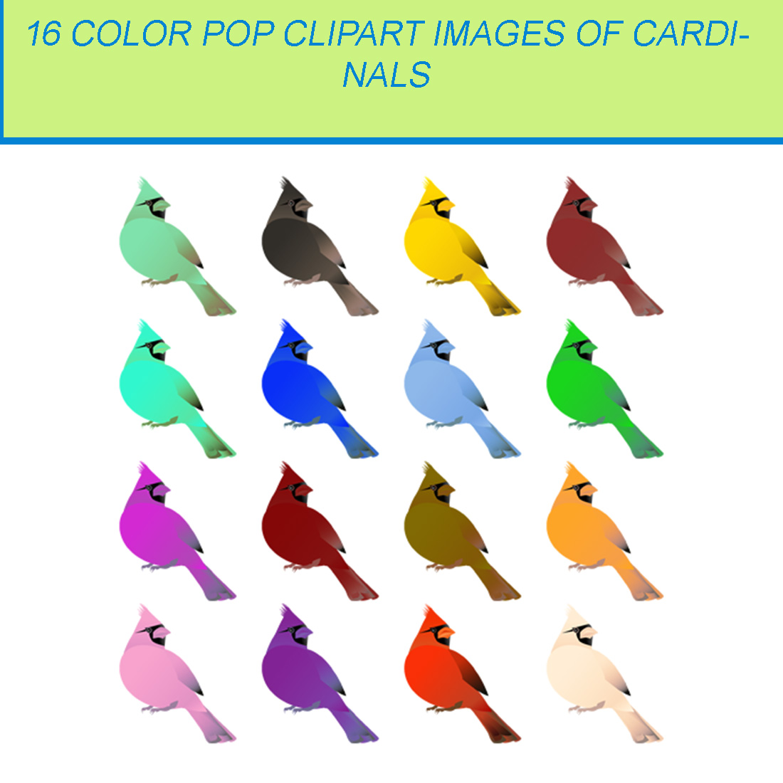 16 COLOR POP CLIPART IMAGES OF CARDINALS cover image.