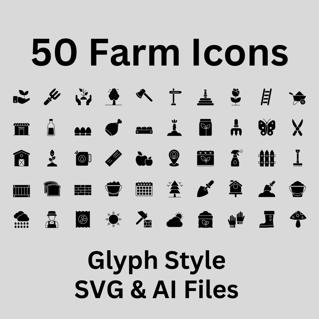 Carpentry Icon Set 50 Glyph Icons - SVG And AI Files preview image.