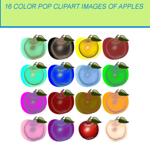 16 COLOR POP CLIPART IMAGES OF APPLES cover image.