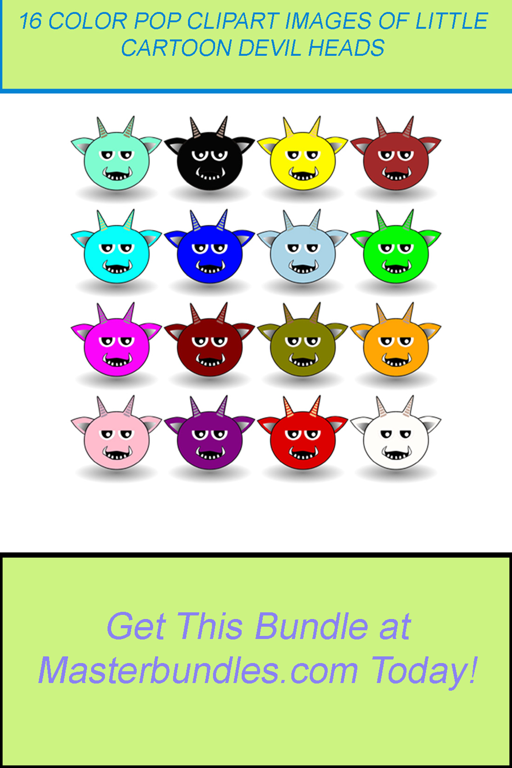 16 COLOR POP CLIPART IMAGES OF LITTLE DEVIL HEADS pinterest preview image.