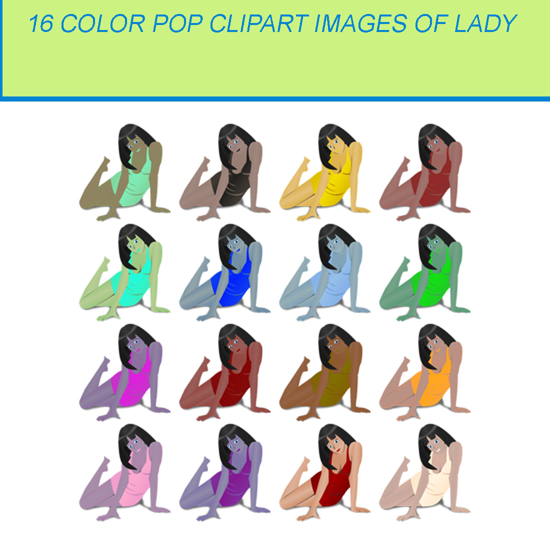 16 COLOR POP CLIPART IMAGES OF LADIES cover image.