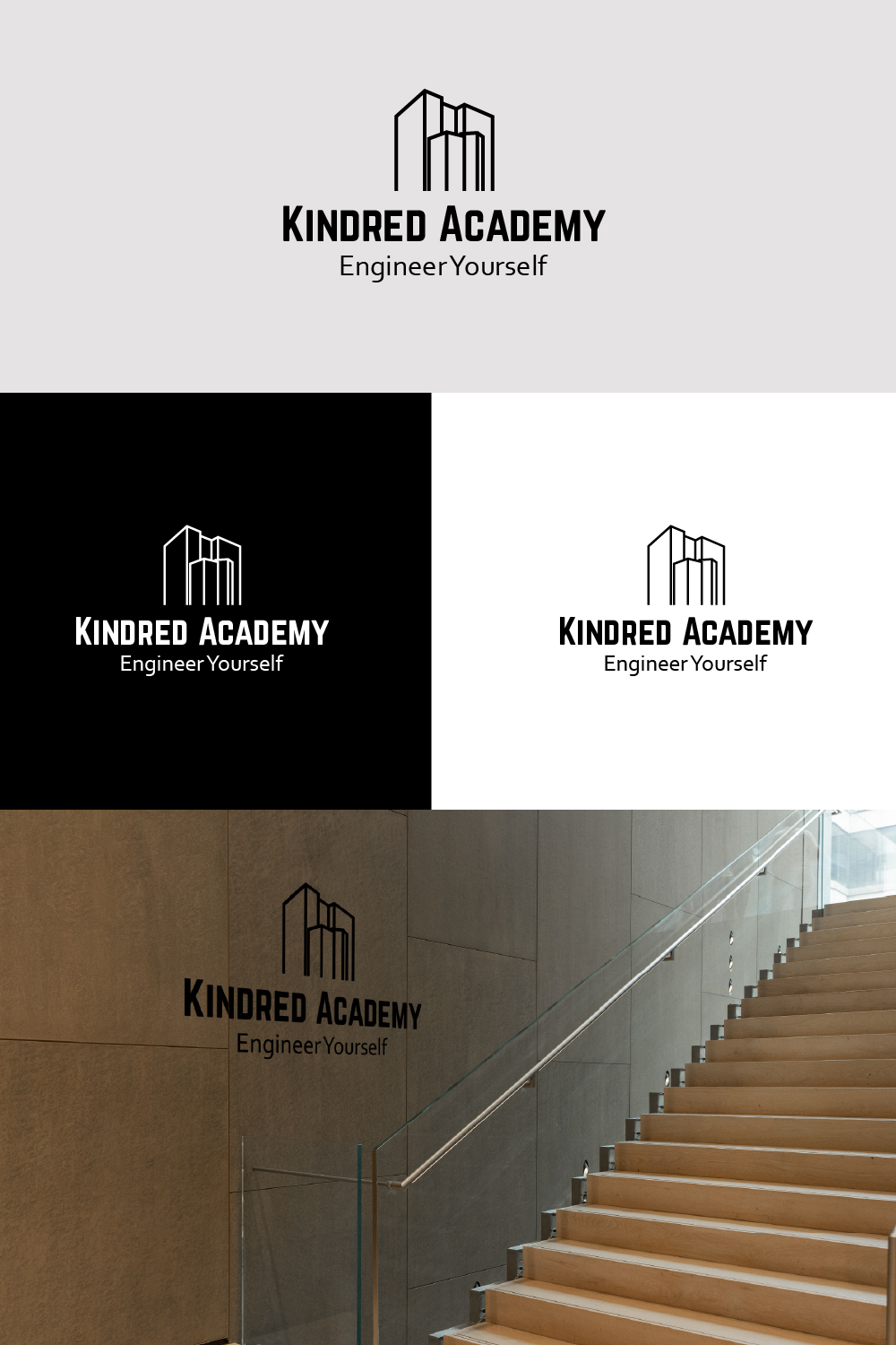 academy logo, building logo, school logo pinterest preview image.