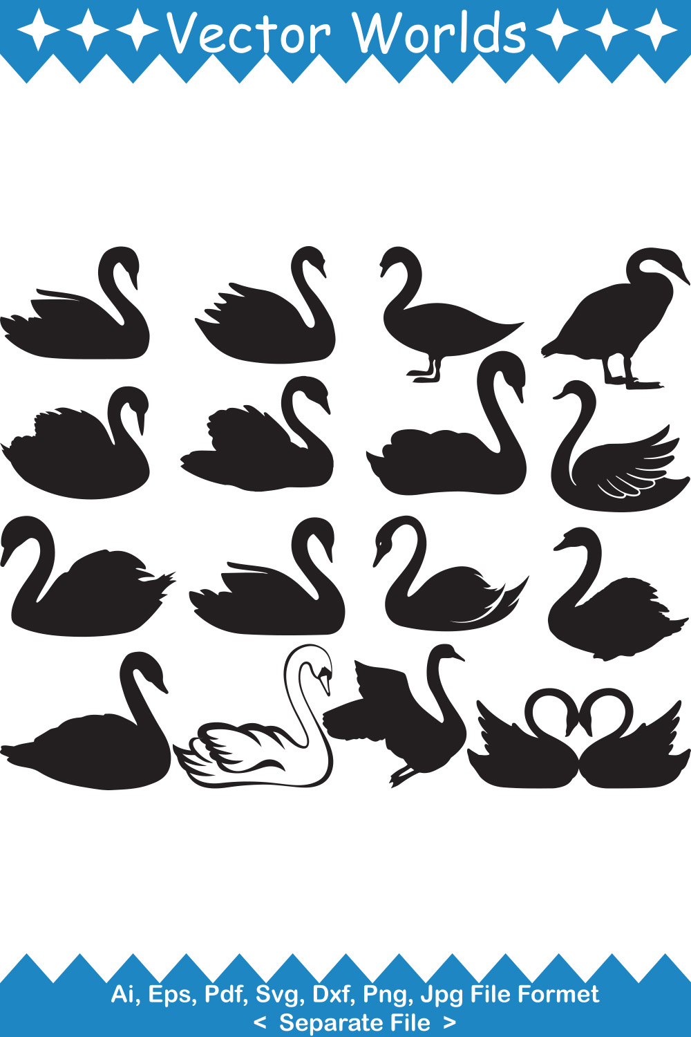 Swan SVG Vector Design pinterest preview image.