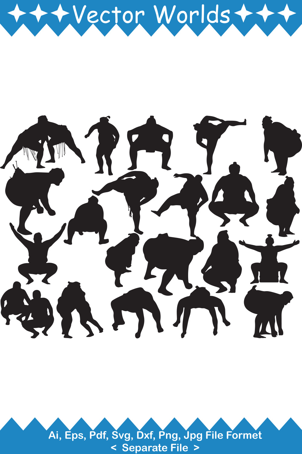 Sumo Wrestlers SVG Vector Design pinterest preview image.