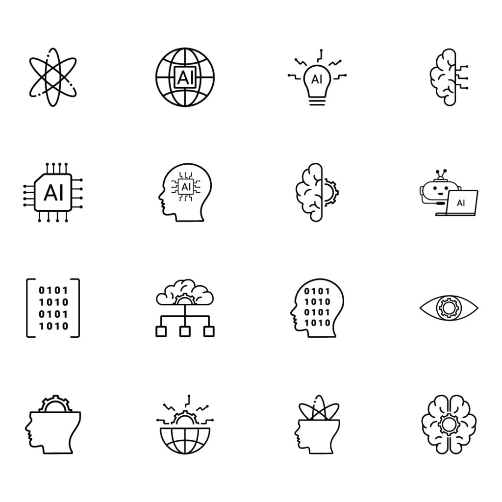 Set of 26 outline icons Artificial intelligence. - MasterBundles