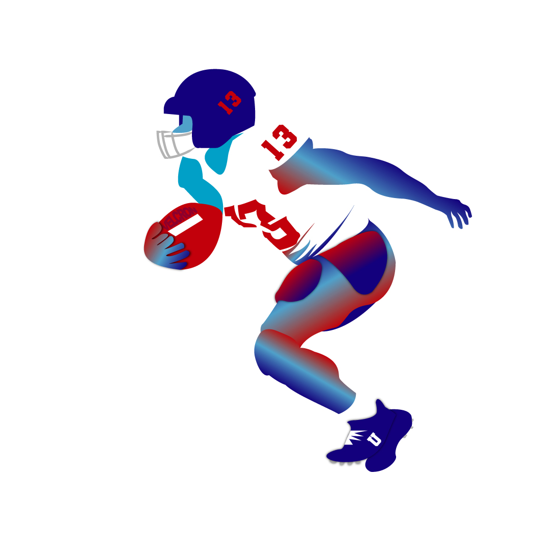 American Footballer in Action - TShirt Print Design preview image.