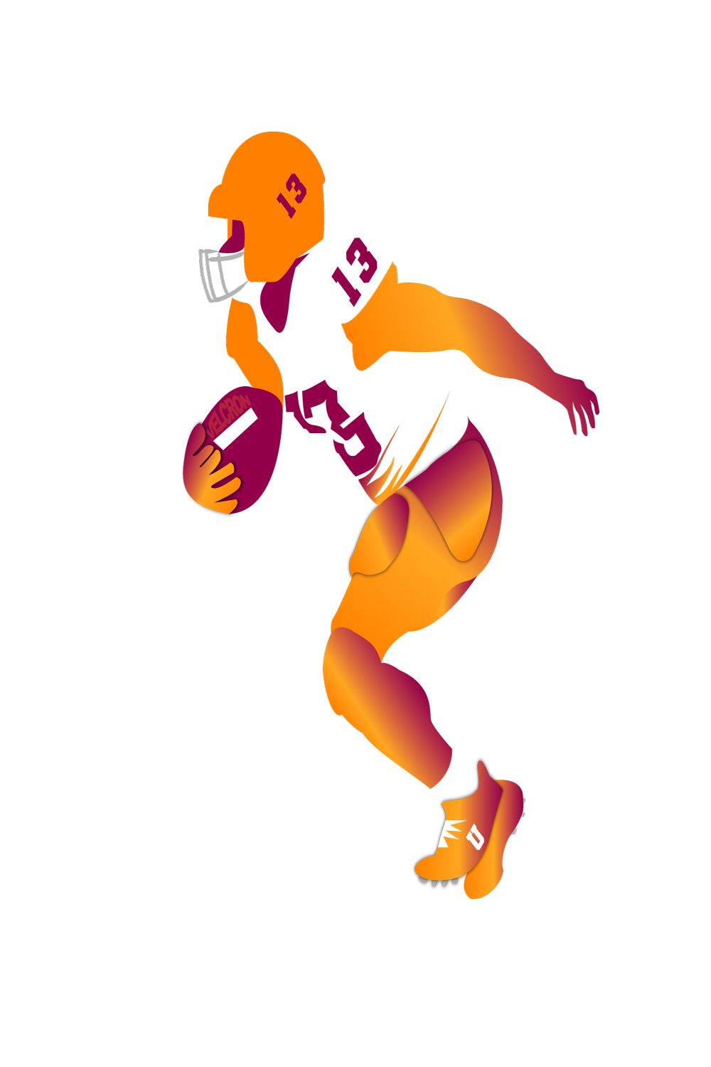 American Footballer in Action - TShirt Print Design pinterest preview image.