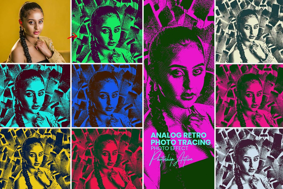 analog retro photo tracing photoshop actions 250