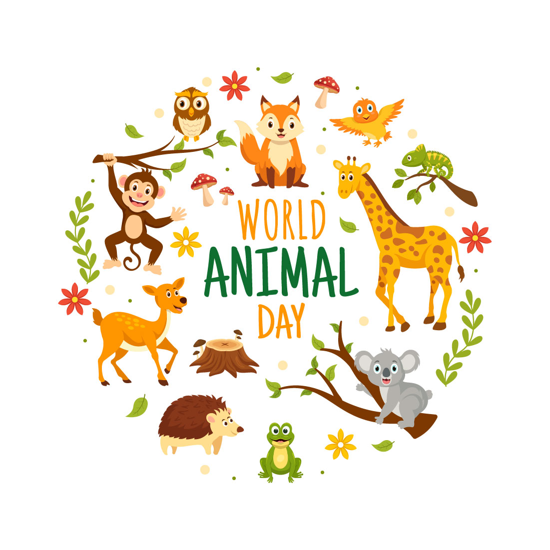 15 World Animal Day Illustration preview image.