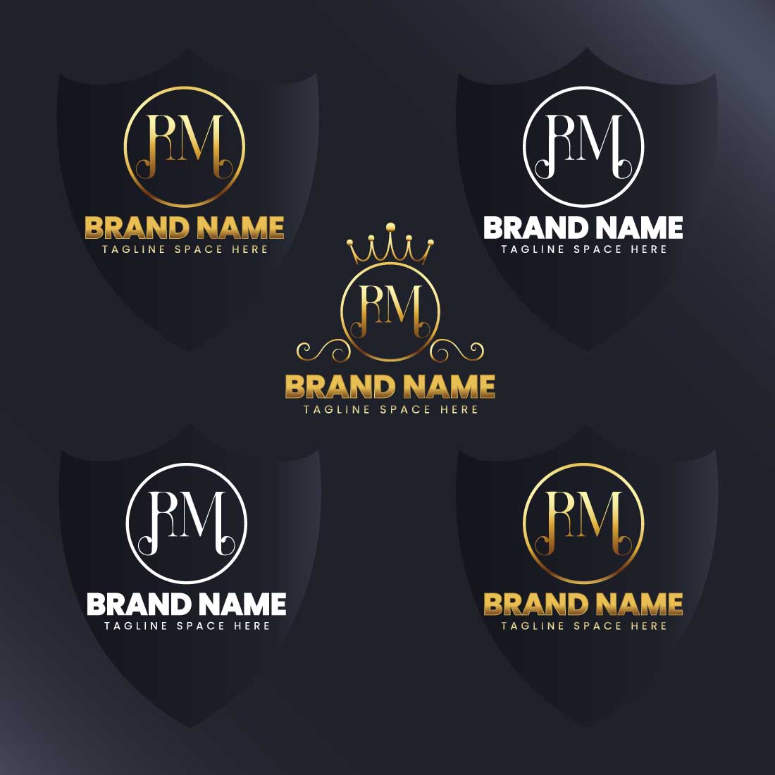 Luxury Letter RM Gold Monogram Logo Template Brand Identity preview image.