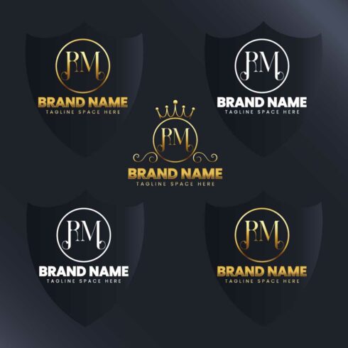 Luxury Letter RM Gold Monogram Logo Template Brand Identity cover image.