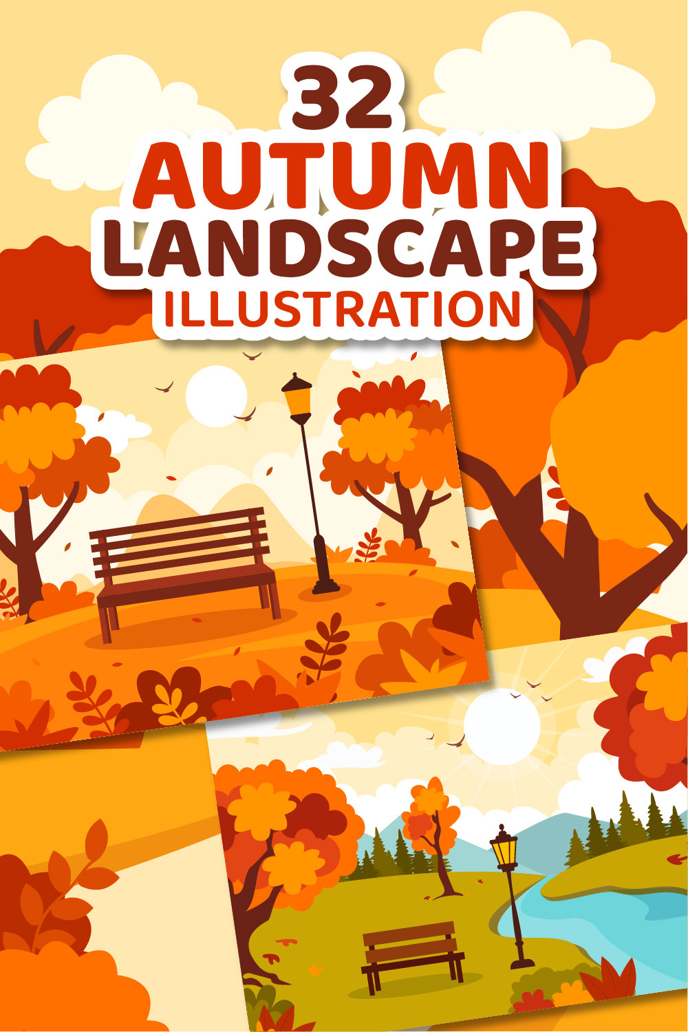 32 Autumn Landscape Background Illustration pinterest preview image.