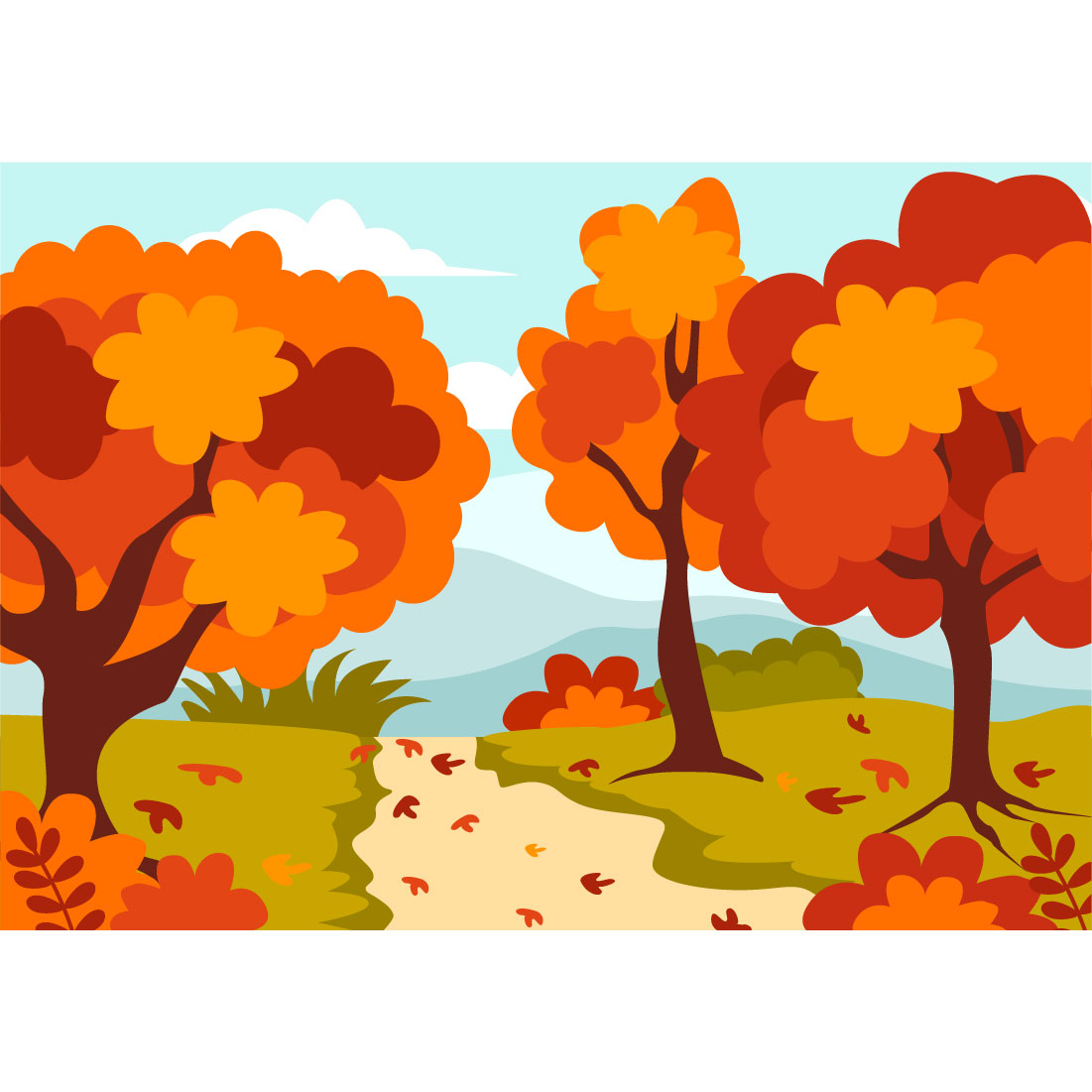 22 Autumn Landscape Blue Background Illustration preview image.