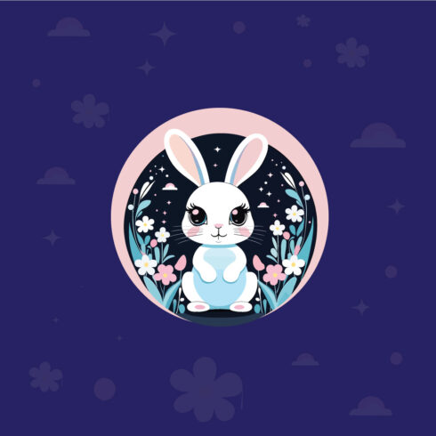 Baby Bunny Round Sticker & T shirt Design Vector Format Illustration cover image.