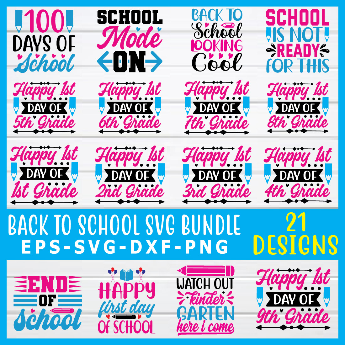 back to school svg bundle preview image.