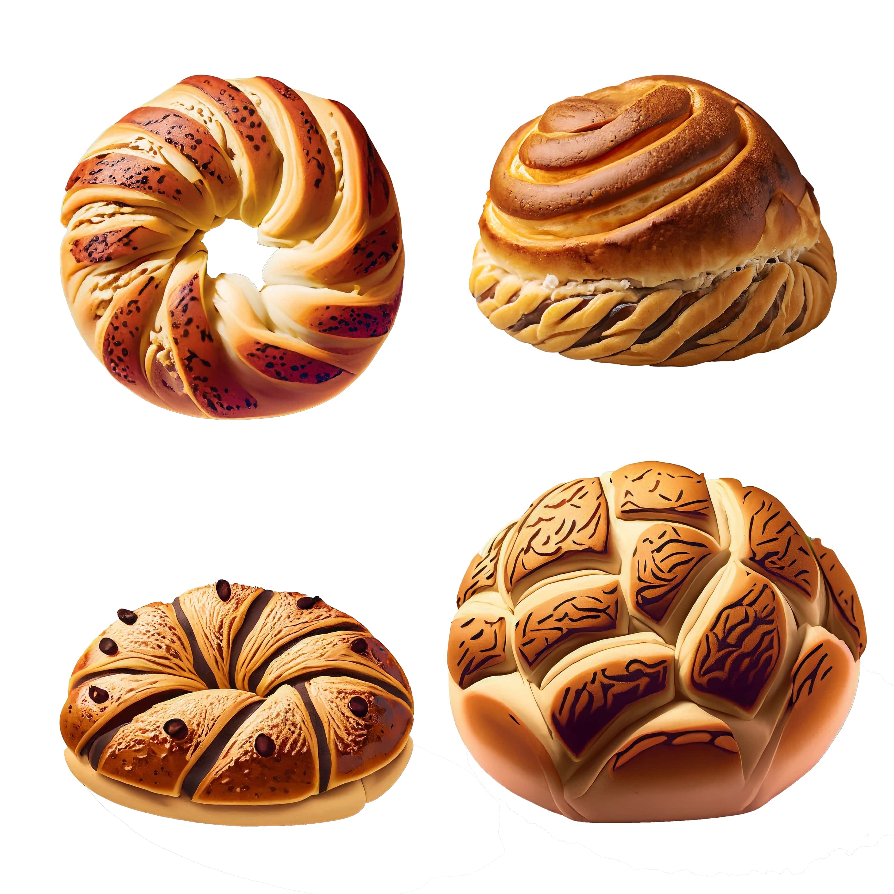 bakery bun products isolated on a white background. 3d rendering. 999