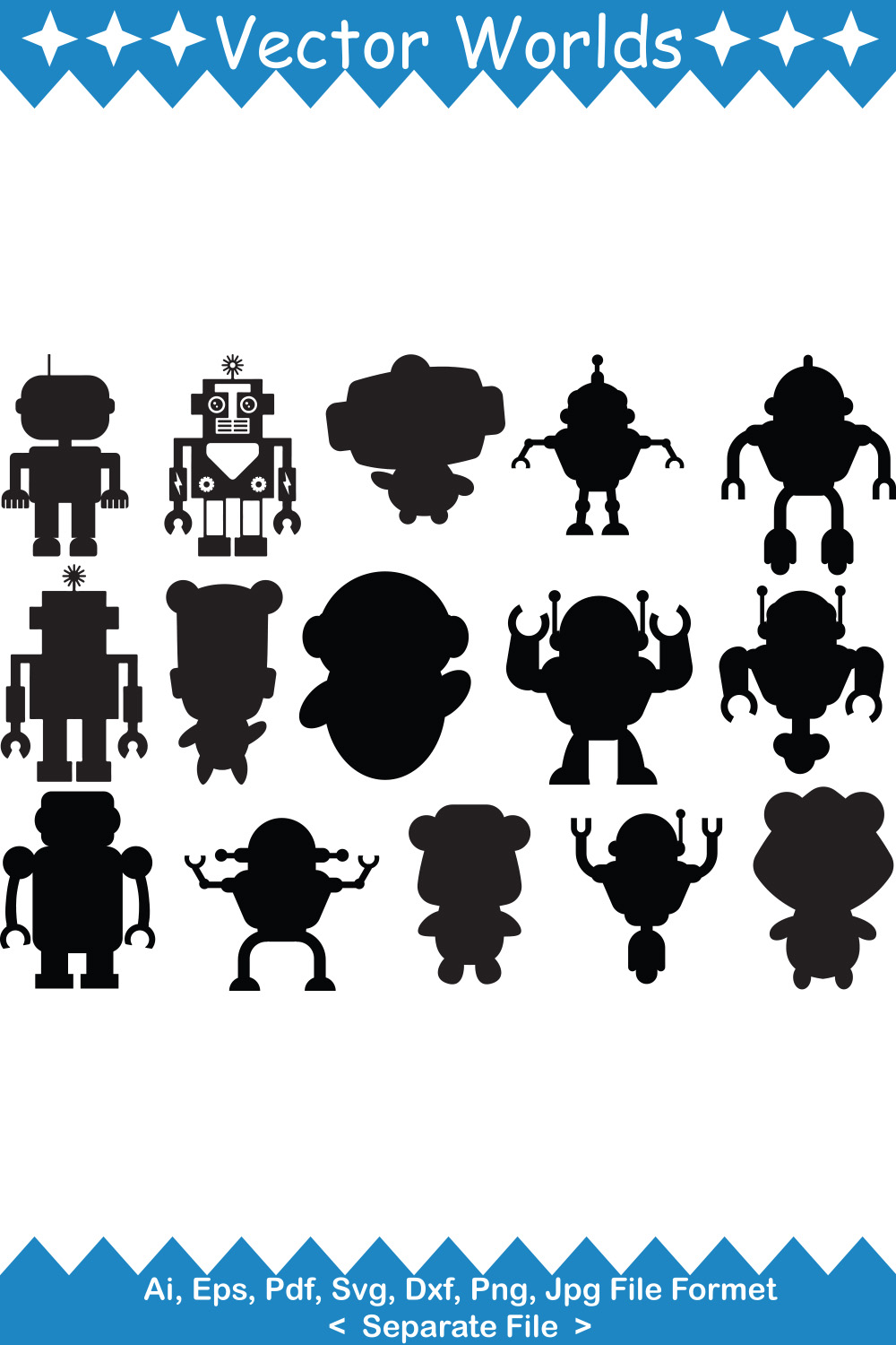 Robot SVG Vector Design pinterest preview image.