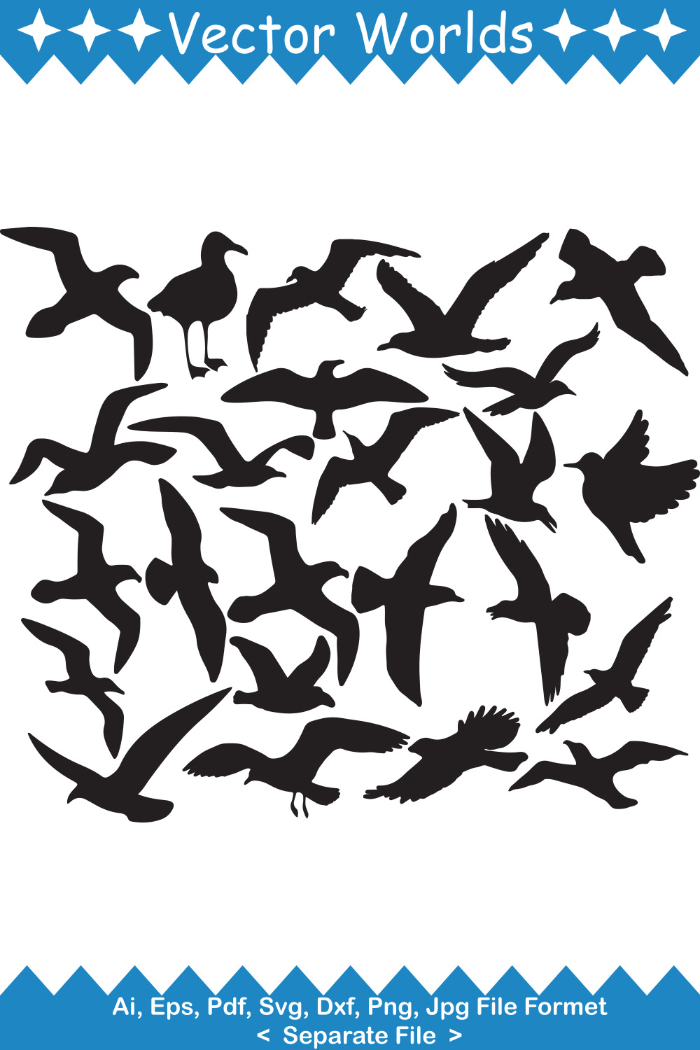 seagulls SVG Vector Design pinterest preview image.