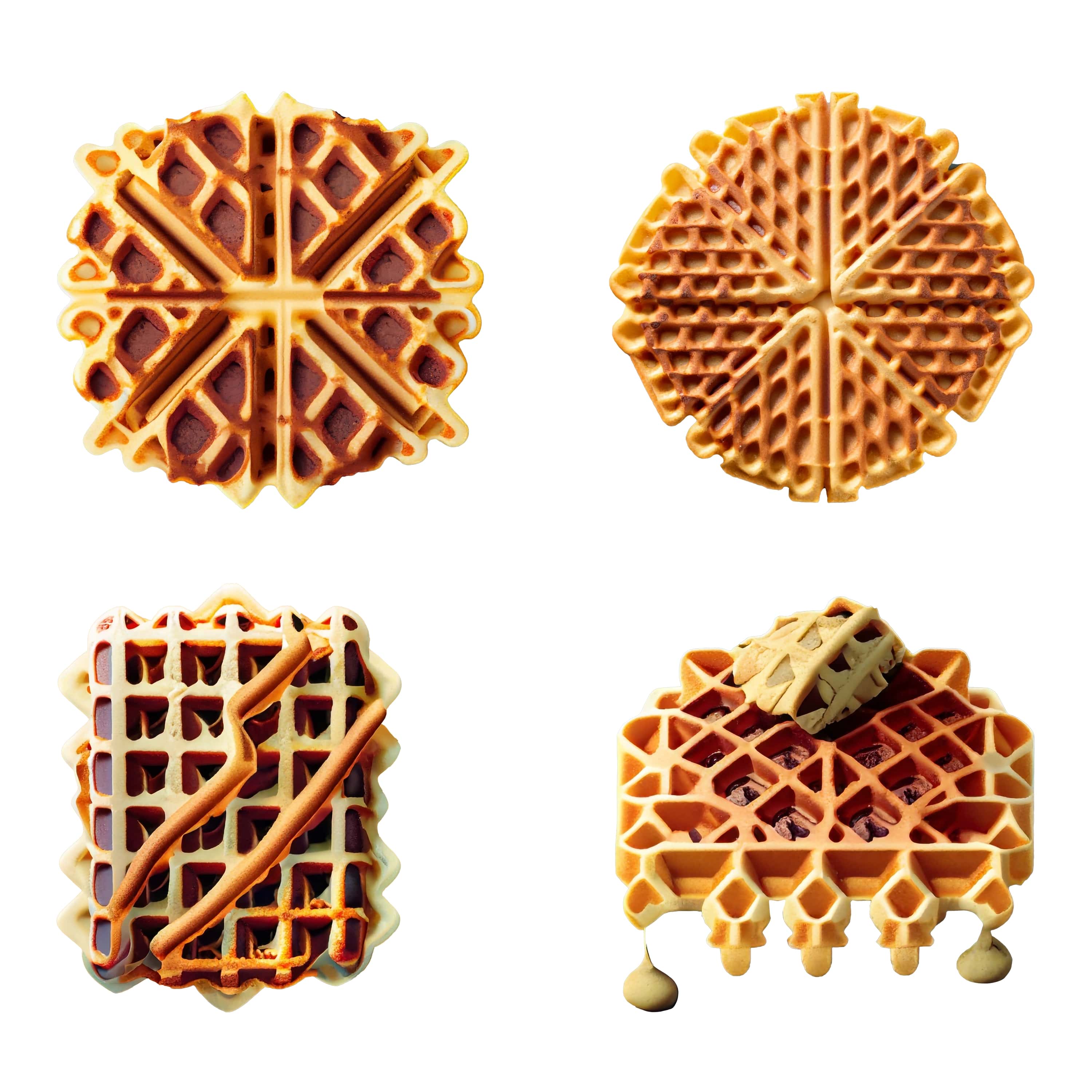 belgian waffles isolated on a white background. top view. 585