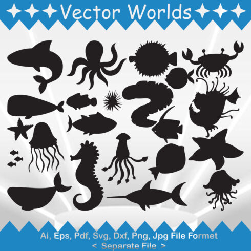 Sea Animals SVG Vector Design cover image.