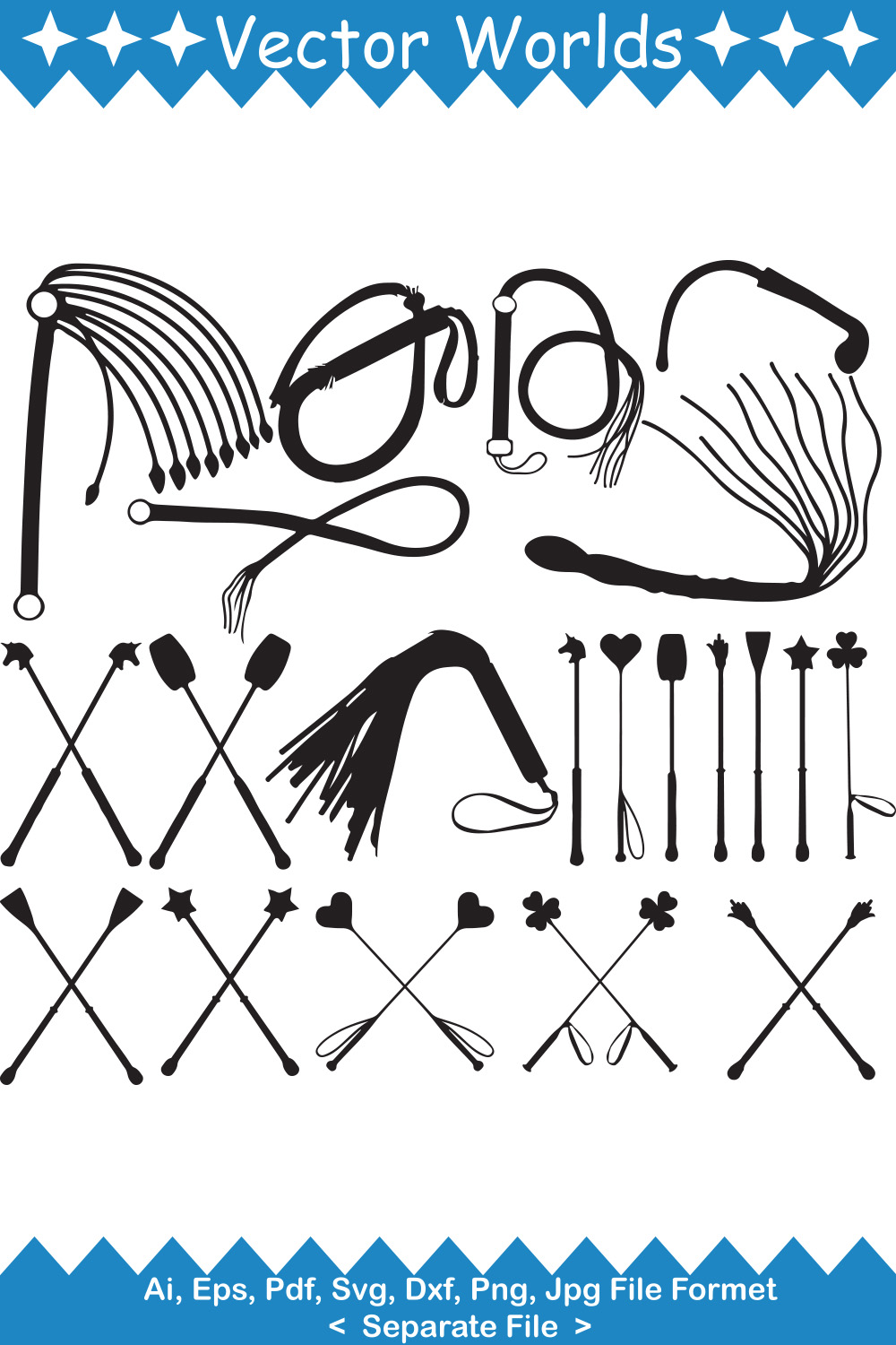 Riding Crops SVG Vector Design pinterest preview image.