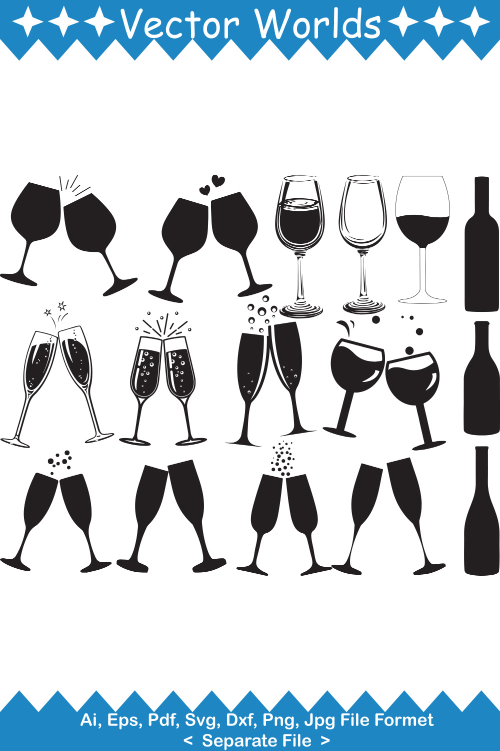 Wine Glass SVG Vector Design pinterest preview image.