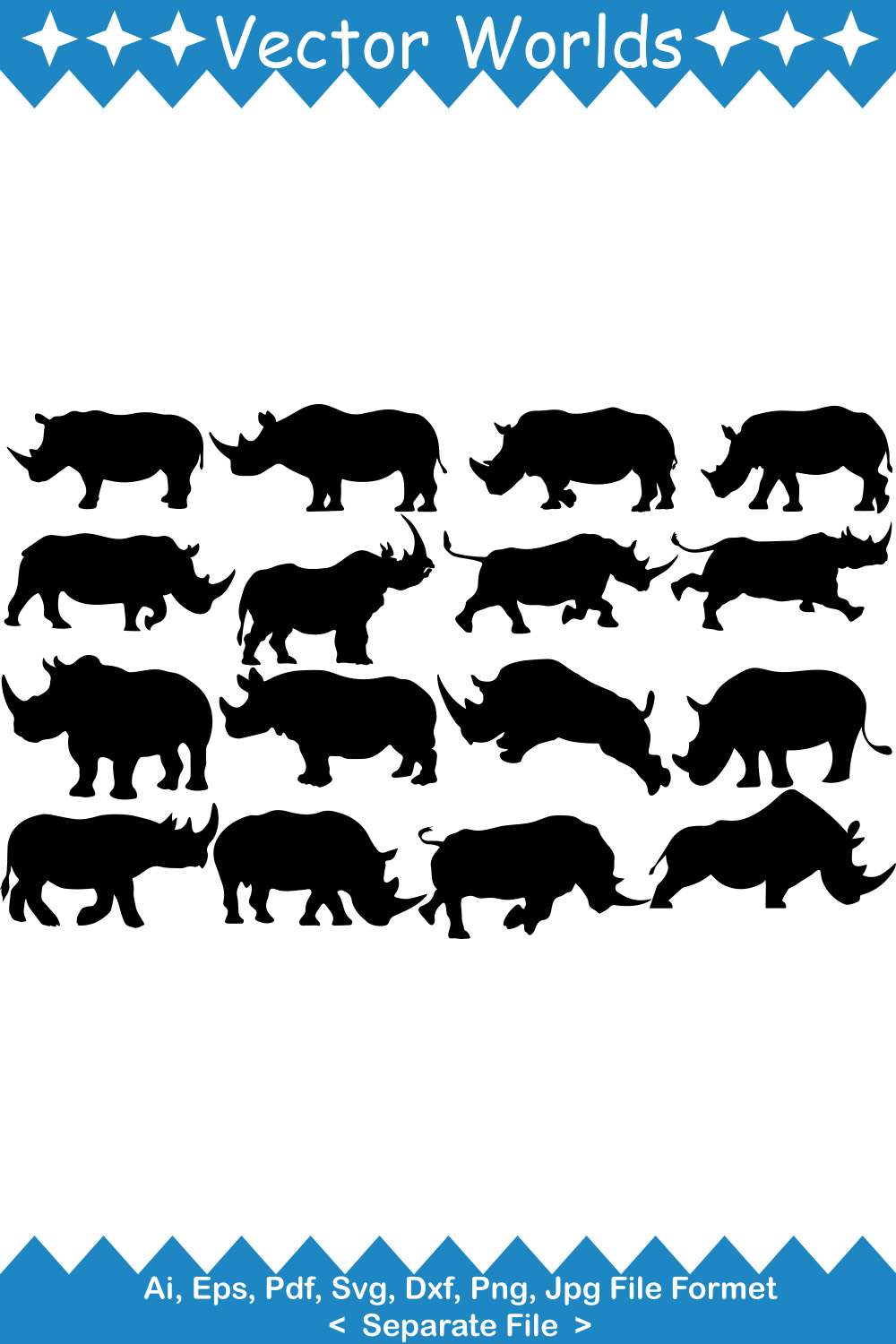 Rhinos SVG Vector Design pinterest preview image.