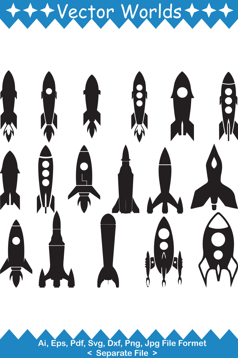 Rocket SVG Vector Design pinterest preview image.