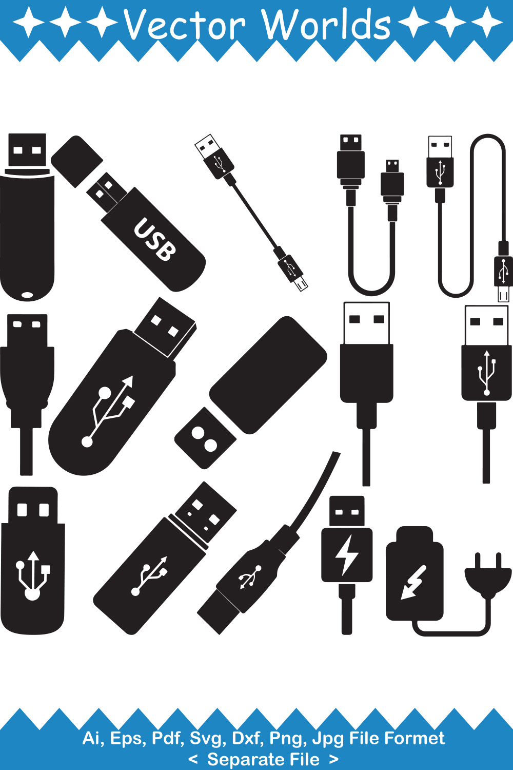 USB Flash SVG Vector Design pinterest preview image.