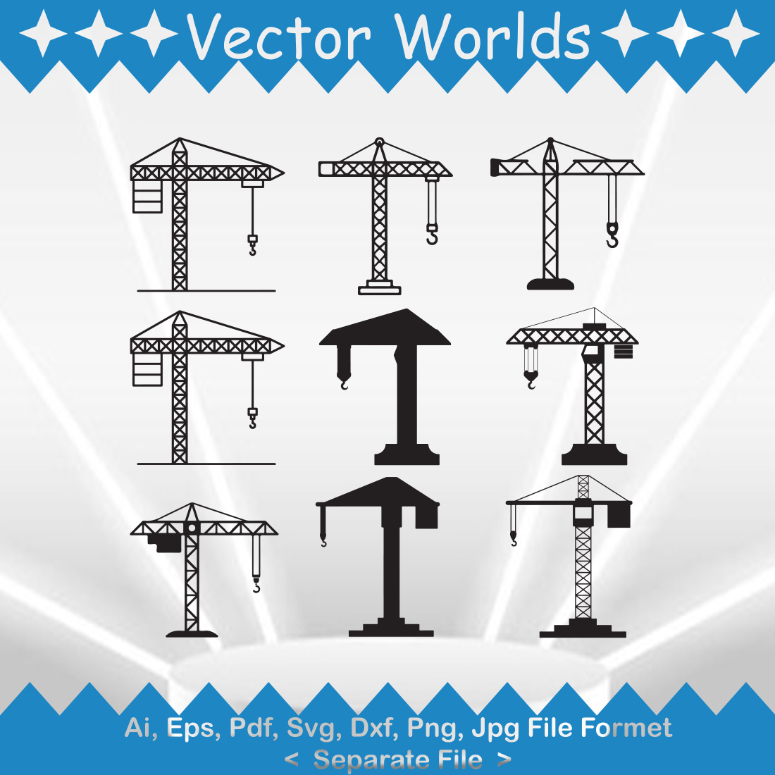 Tower Crane SVG Vector Design preview image.