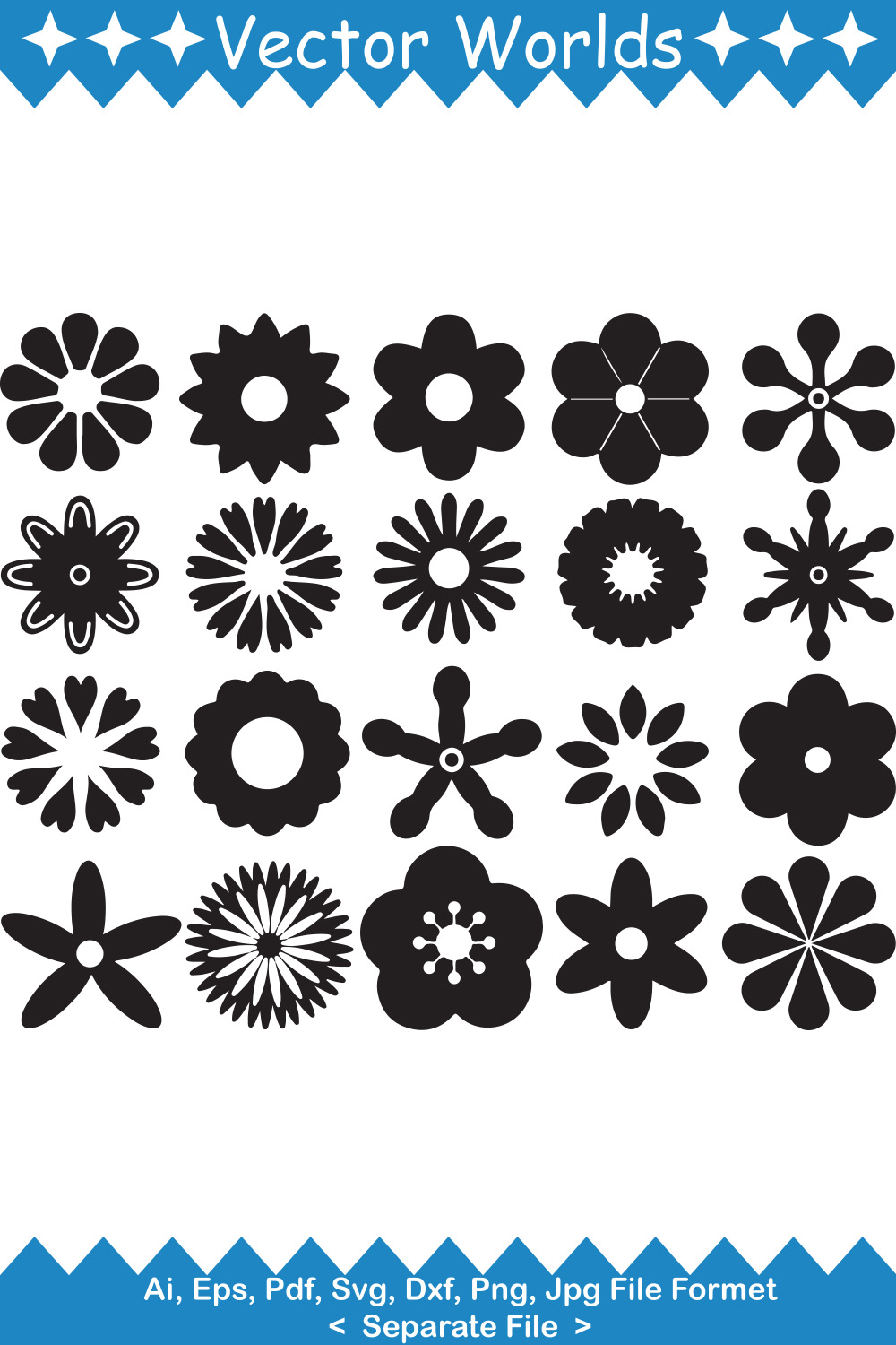 Retro Flower SVG Vector Design pinterest preview image.