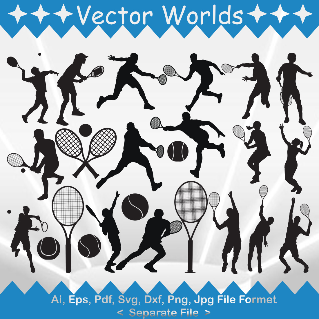 Tennis Player SVG Vector Design preview image.