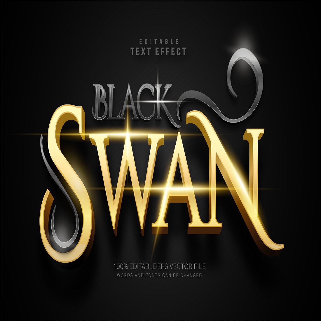Black swan text effect preview image.