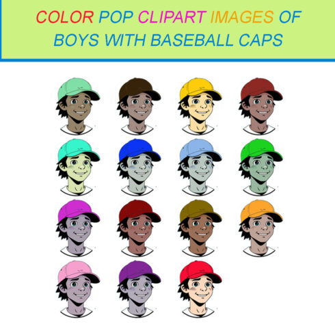 15 COLOR POP CLIPART IMAGES OF BOYS WITH BASEBALL CAPS cover image.