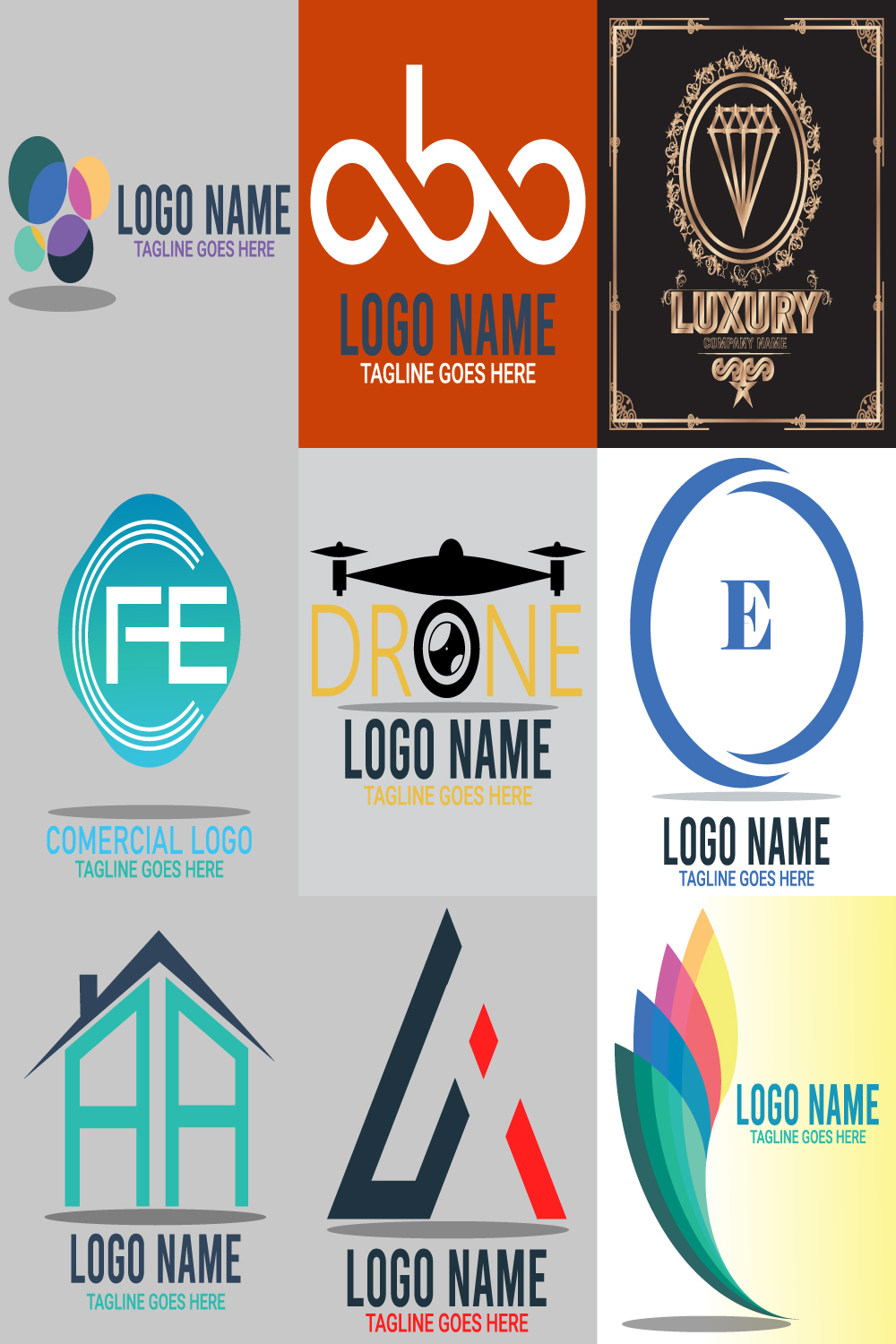 Branding identity and corporate minimalist logo design pinterest preview image.