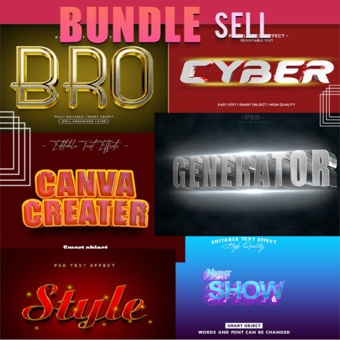Bro Cinematic 6 Premium& Free 3D Text Effect Pack cover image.