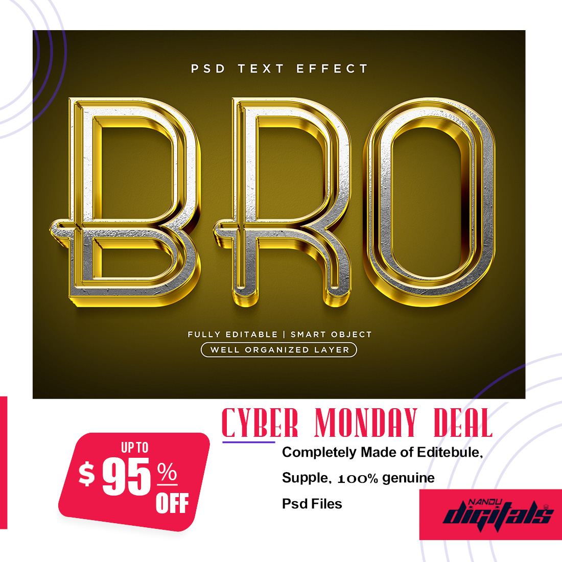 Bro Cinematic 6 Premium& Free 3D Text Effect Pack preview image.