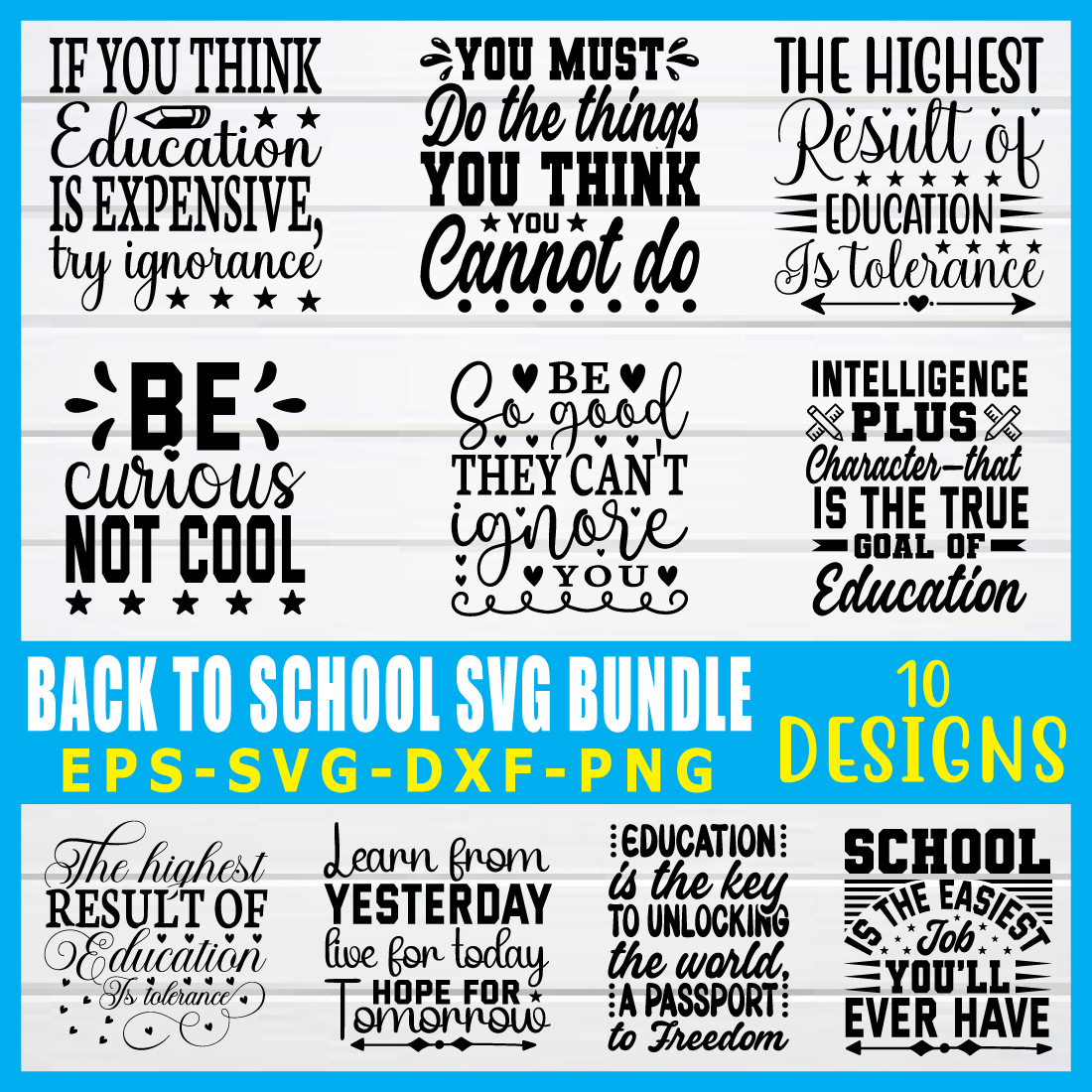 back to school svg bundle preview image.