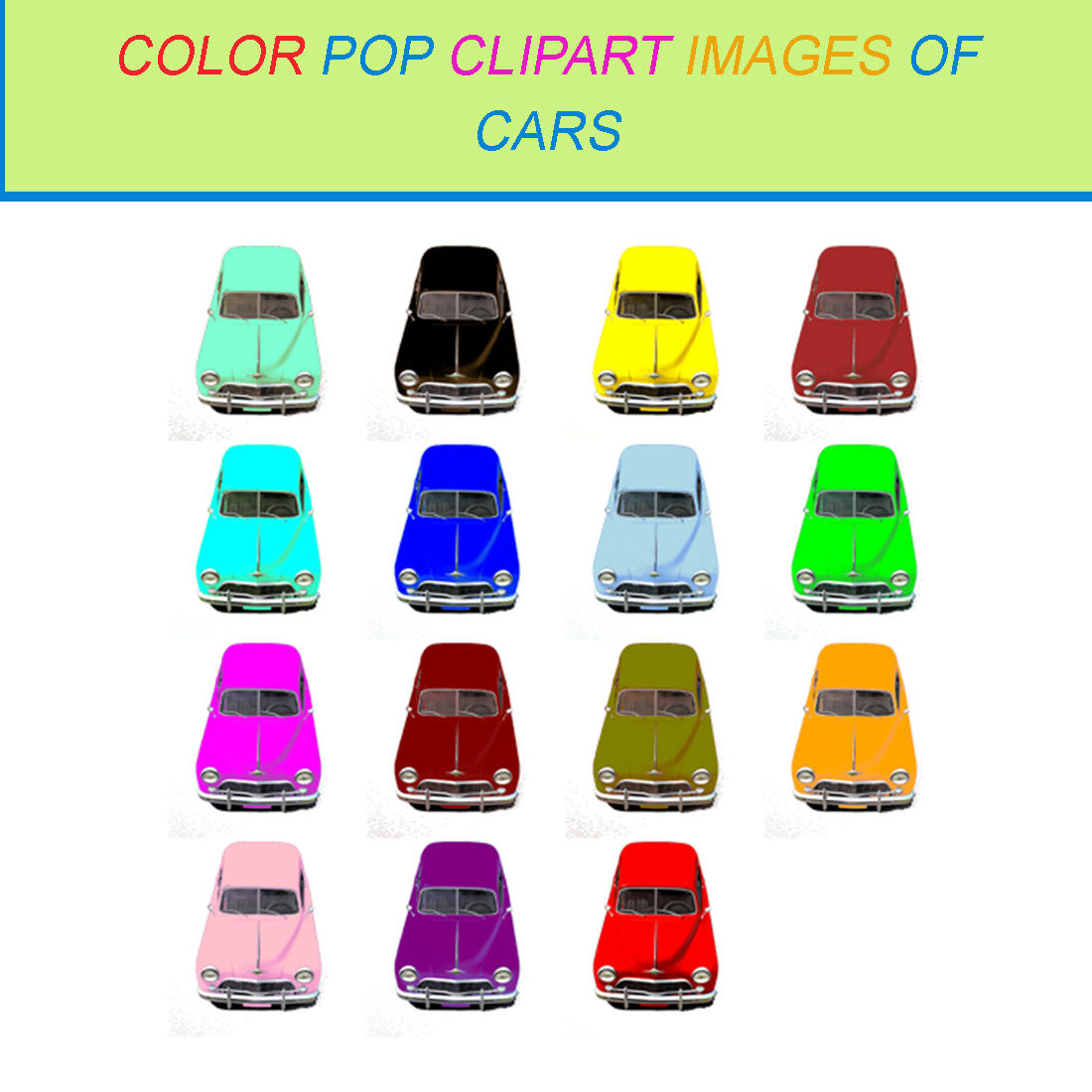 15 COLOR POP CLIPART IMAGES OF CARS cover image.