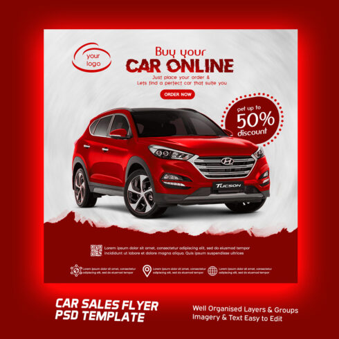 Car Sales Flyer PSD Template cover image.
