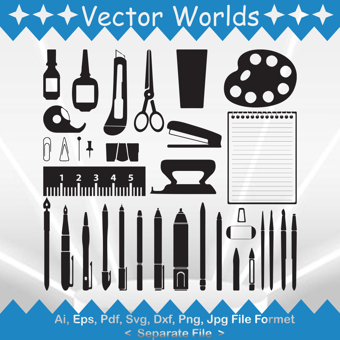 Stationery Tools SVG Vector Design preview image.