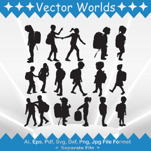 School kids SVG Vector Design cover image.