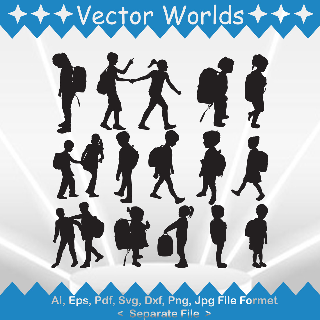 School kids SVG Vector Design preview image.